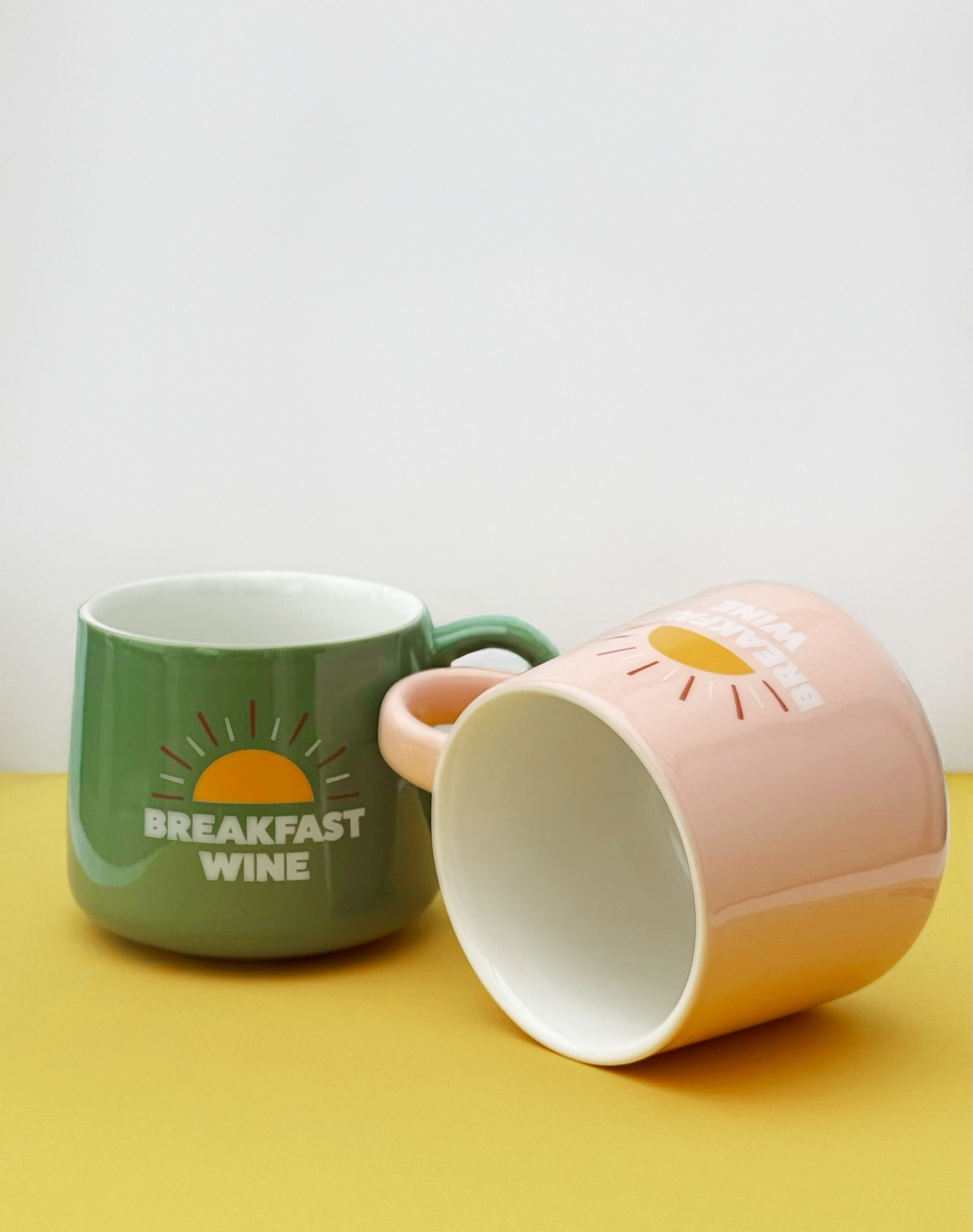 Green Breakfast Wine Ceramic Mug