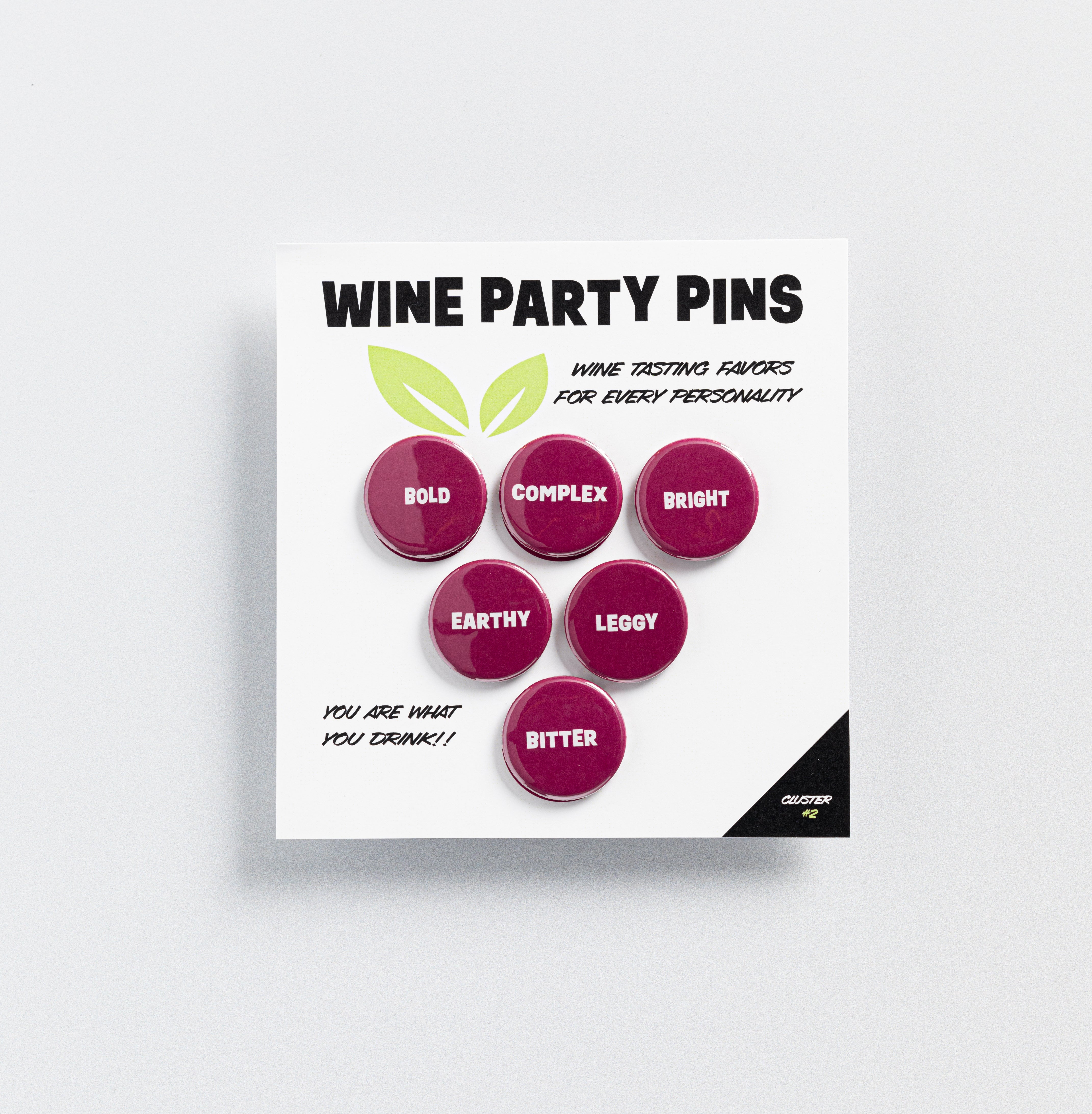 Wine Party Pins-Cluster