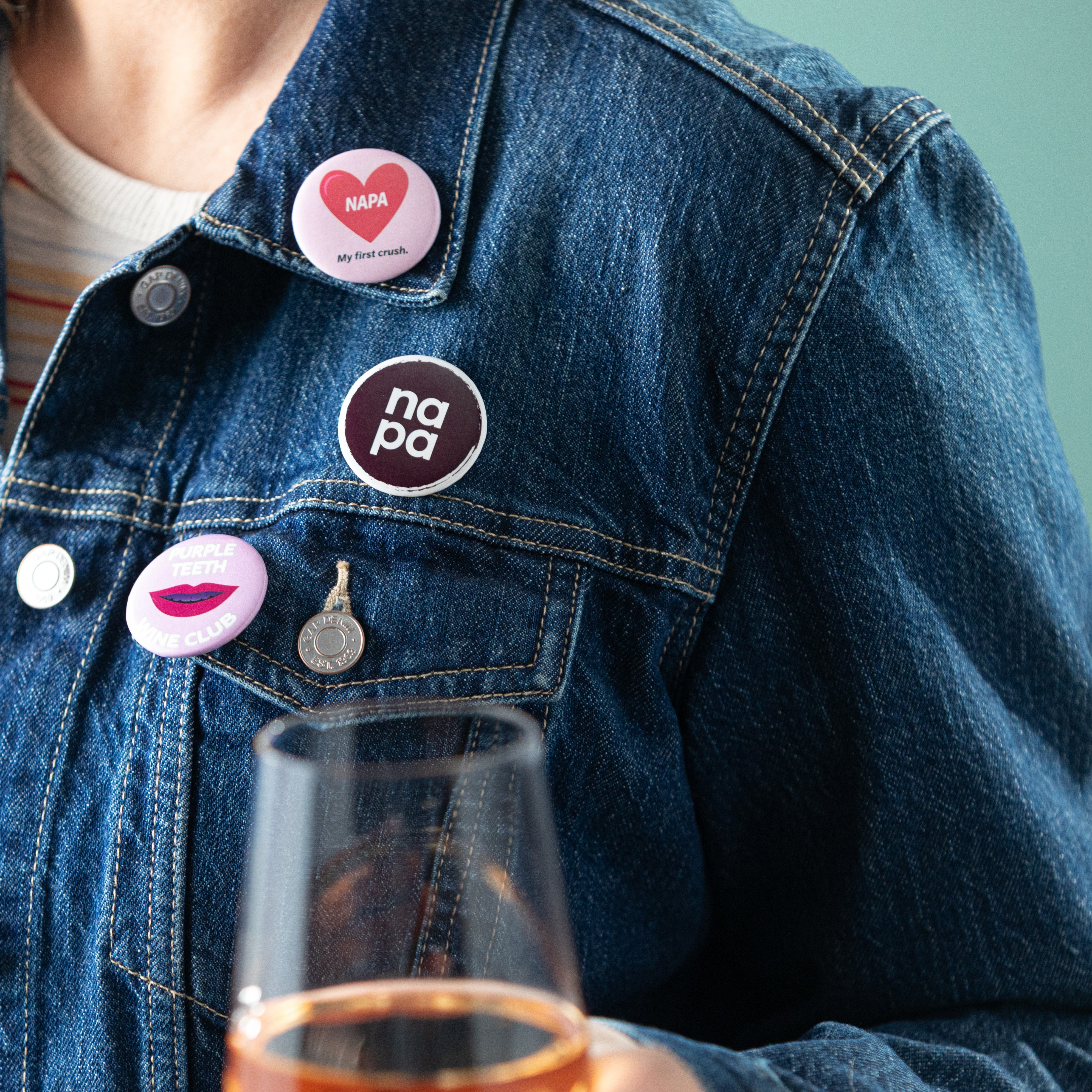 Purple Teeth Wine Club Pin-Back Button