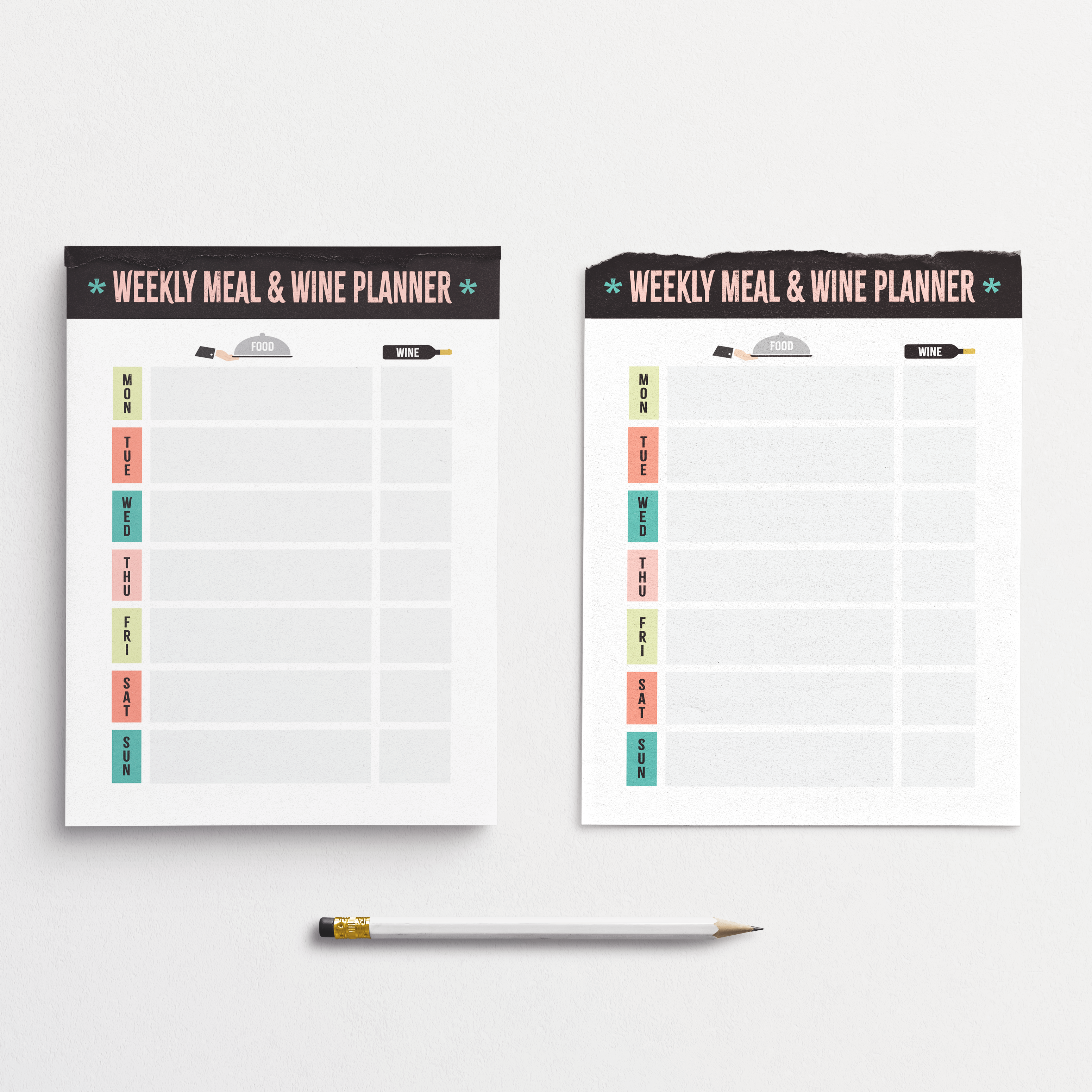 Weekly Meal & Wine Planner Notepad