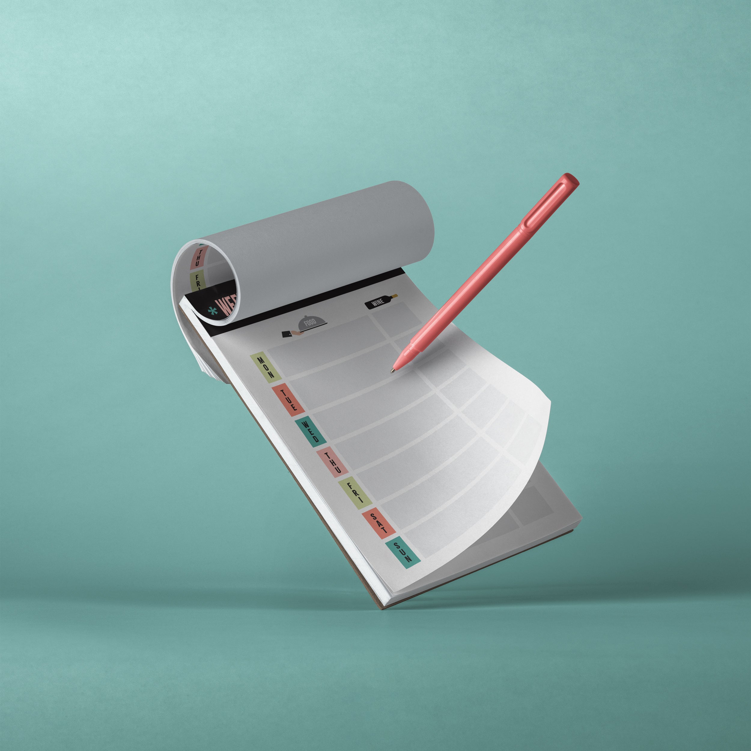 Weekly Meal & Wine Planner Notepad